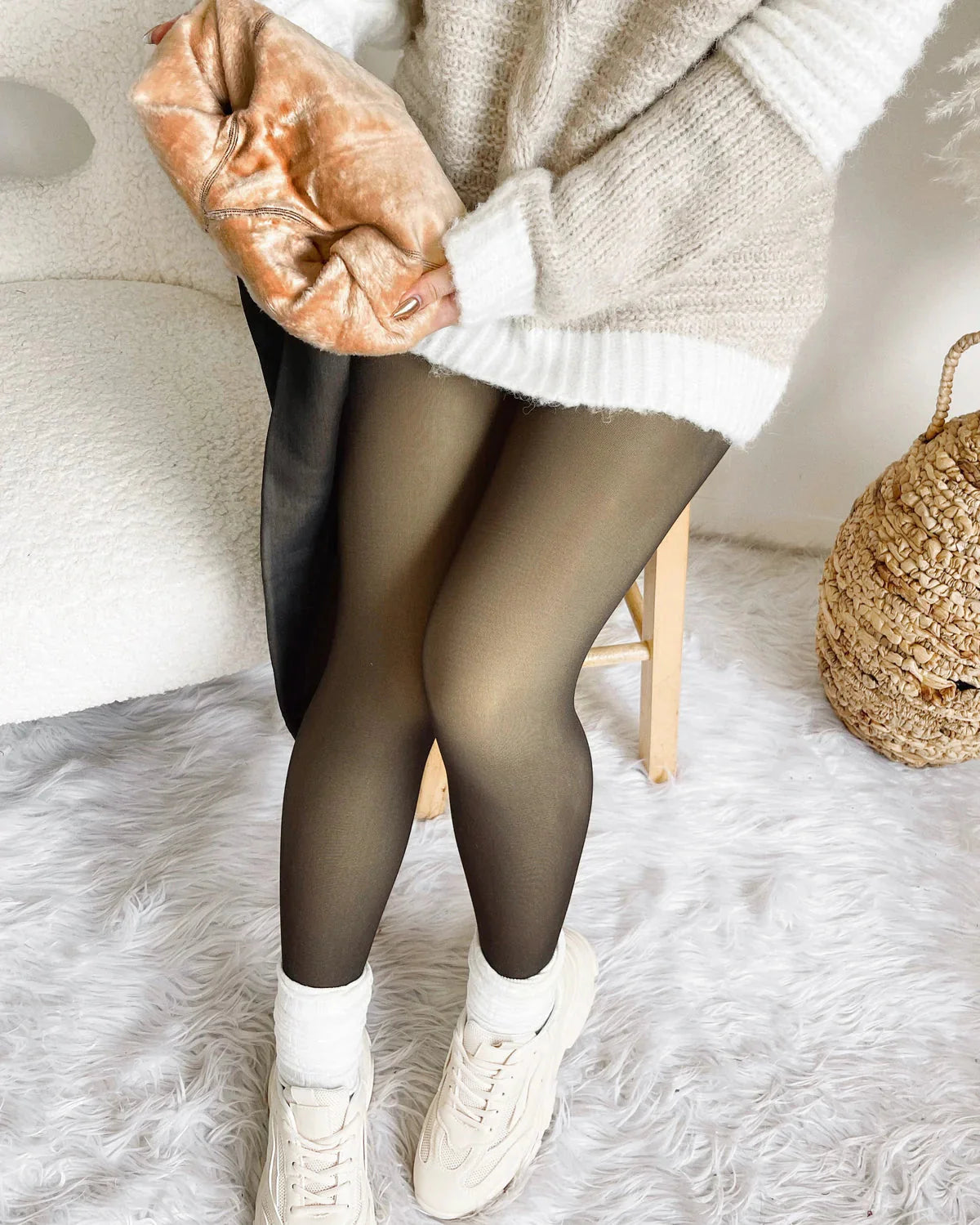 Sheer Fleece-Lined Leggings
