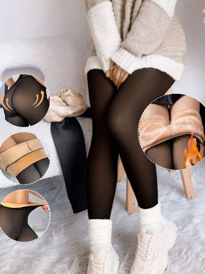 Sheer Fleece-Lined Leggings